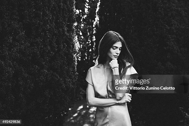 Model Elisa Sednaoui is photographed for Self Assignment on September 10, 2015 in Venice, Italy. Dress , Sandals , Watch .