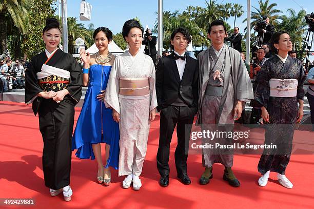 Miyuki Matsuda, Jun Yoshinaga, Naomi Kawase, Nijiro Murakami, Jun Murakami and Makiko Watanabe attends the "Futatsume No Mado" premiere during the...