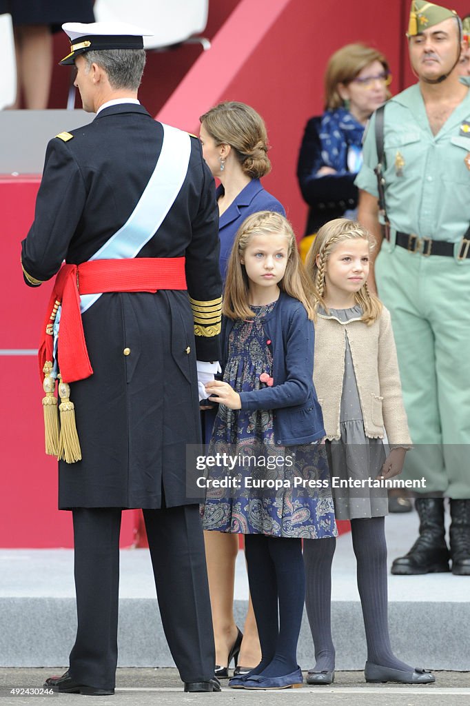 Spanish Royals Attend National Day Military Parade 2015