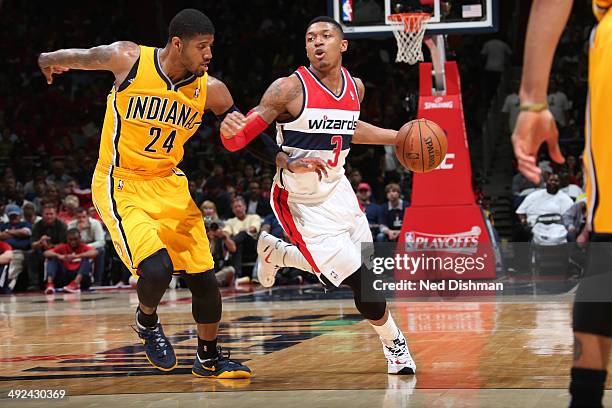 Bradley Beal of the Washington Wizards looks to drive against the Indiana Pacers in Game Six of the Eastern Conference Semifinals during the 2014 NBA...