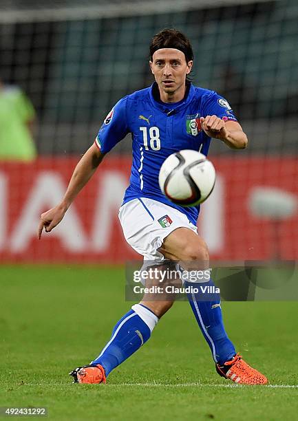 Riccardo Montolivo of Italy in action during the UEFA Euro 2016 qualifying football match between Azerbaijan and Italy at Olympic Stadium on October...