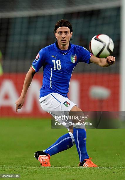 Riccardo Montolivo of Italy in action during the UEFA Euro 2016 qualifying football match between Azerbaijan and Italy at Olympic Stadium on October...