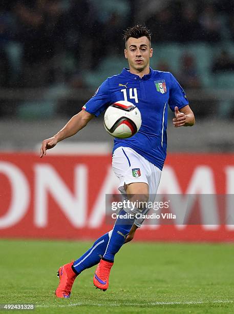 Stephan El Shaarawy of Italy in action during the UEFA Euro 2016 qualifying football match between Azerbaijan and Italy at Olympic Stadium on October...