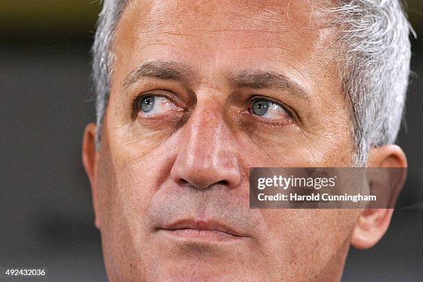 Switzerland's Coach Vladimir Petkovic looks on during the UEFA EURO 2016 qualifier between Switzerland and San Marino at AFG Arena on October 9, 2015...