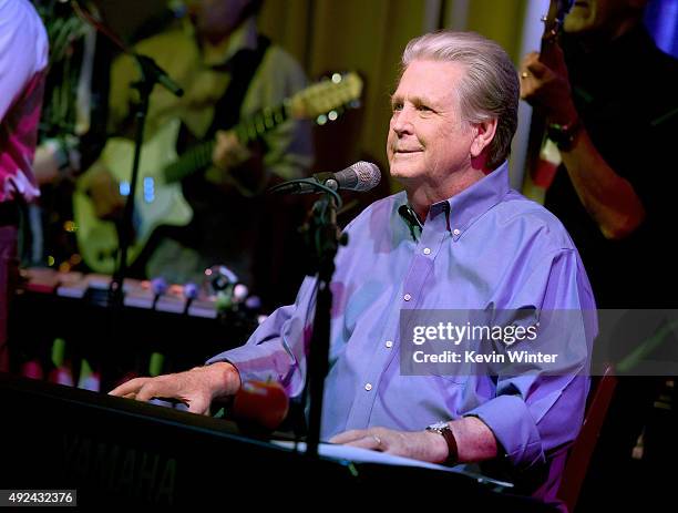 Musician Brian Wilson performs at Roadside Attraction's "Love and Mercy" DVD release and music celebration with Brian Wilson at the Vibrato Jazz Club...