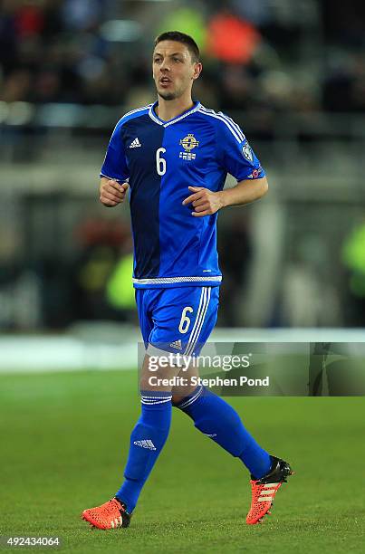 Chris Baird of Northern Ireland during the UEFA EURO 2016 Qualifying match between Finland and Northern Ireland at the Olympic Stadium on October 11,...