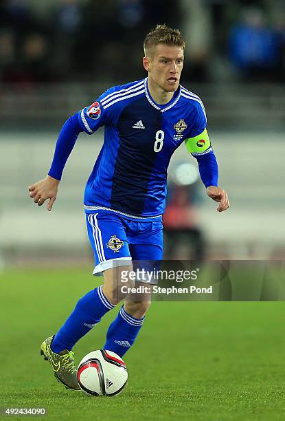 Steven Davis of Northern Ireland during the UEFA EURO 2016 Qualifying match between Finland and Northern Ireland at the Olympic Stadium on October...
