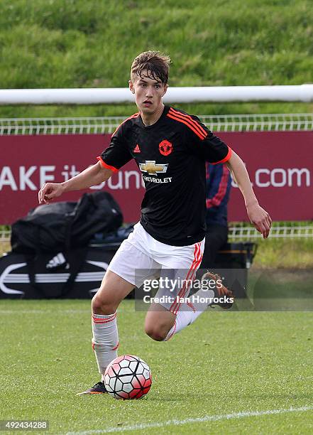 Callum Gribbin of Manchester United during the U18 Premier League match between Sunderland and Manchester United at The Academy of Light on October...