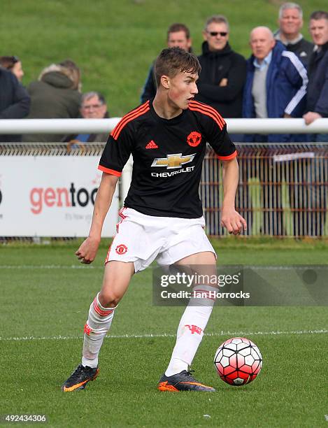 Callum Gribbin of Manchester United during the U18 Premier League match between Sunderland and Manchester United at The Academy of Light on October...