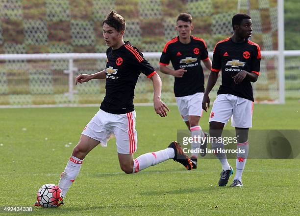 Callum Gribbin of Manchester United during the U18 Premier League match between Sunderland and Manchester United at The Academy of Light on October...