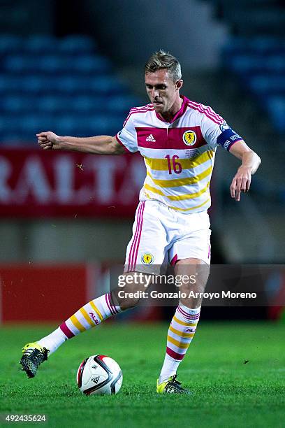 Darren Fletcher of Scotland during the UEFA EURO 2016 Qualifying round Group G controls the ball match between Gibraltar and Scotland at Estadio...