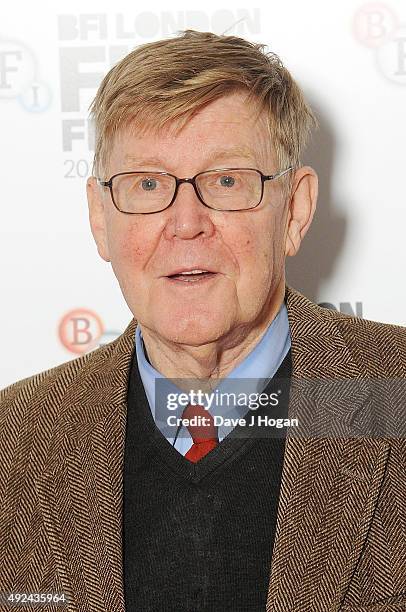 Alan Bennett attends a photocall for "The Lady In The Van" during the BFI London Film Festival at Claridge's Hotel on October 13, 2015 in London,...