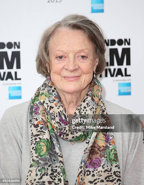 Maggie Smith attends a photocall for "The Lady In The Van" during the BFI London Film Festival at May Fair Hotel on October 13, 2015 in London,...