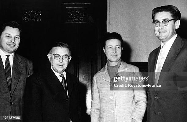 Romanovsky, Simone de Beauvoir, Jean-Paul Sartre and Vyacheslav Kochemasov in June, 1962 in Moscow, Russia.