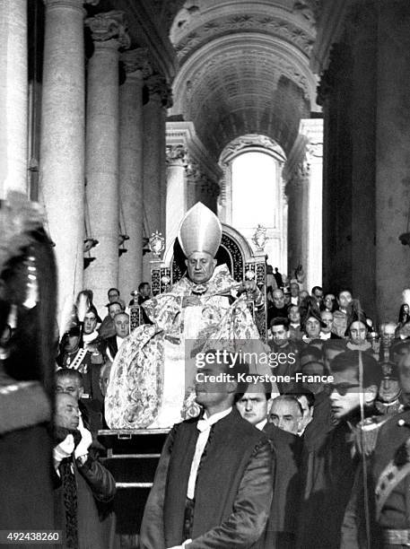 Pope John XXIII on his papal throne.