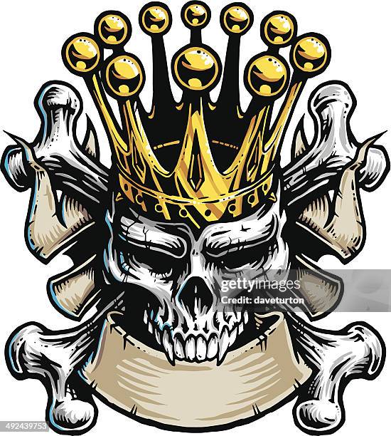 stockillustraties, clipart, cartoons en iconen met skull king - menselijke schedel