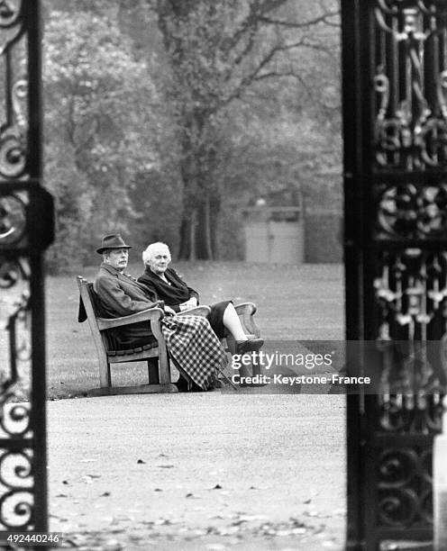 First day out for Harold Macmillan, with his wife, following the urgent operation that made him resigned as prime minister, at King Edward VII's...