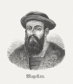 Ferdinand Magellan (1480-1521), Portuguese navigator, wood engraving, published in 1881