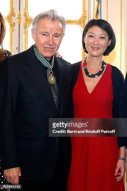 Actor Harvey Keitel and French minister of Culture and Communication Fleur Pellerin attend Harvey Keitel receives the Medal of Commander of Arts and...