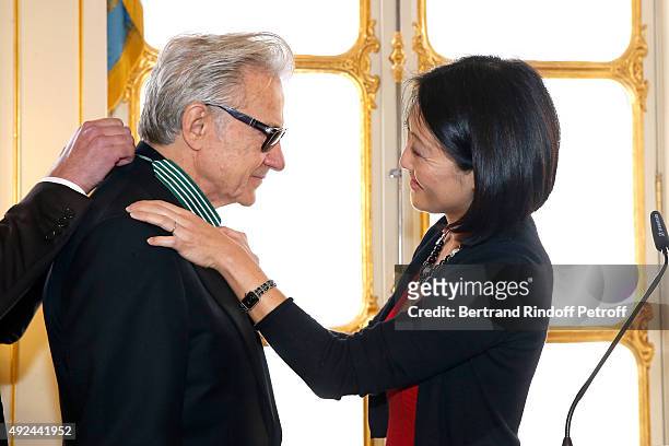 Actor Harvey Keitel receves from French minister of Culture and Communication Fleur Pellerin the Medal of Commander of Arts and Letters at Ministere...