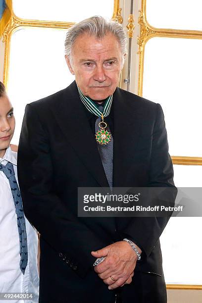 Actor Harvey Keitel receives the Medal of Commander of Arts and Letter at Ministere de la Culture on October 13, 2015 in Paris, France.
