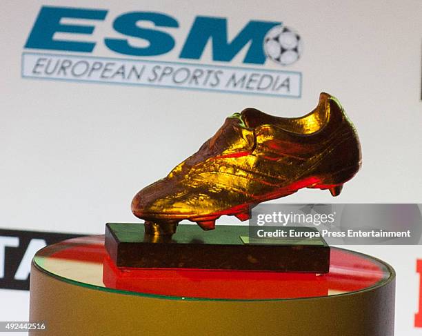 General view of Golden Boot Award during the award ceremony to present Cristiano Ronaldo with his fourth Golden Boot Award as highest goal scorer of...