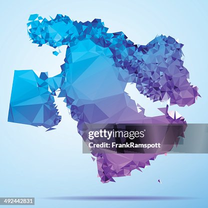 Middle East Polygon Triangle Map Blue Middle East Polygon Triangle Map Blue