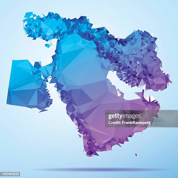 middle east polygon triangle map blue - middle east pattern stock illustrations