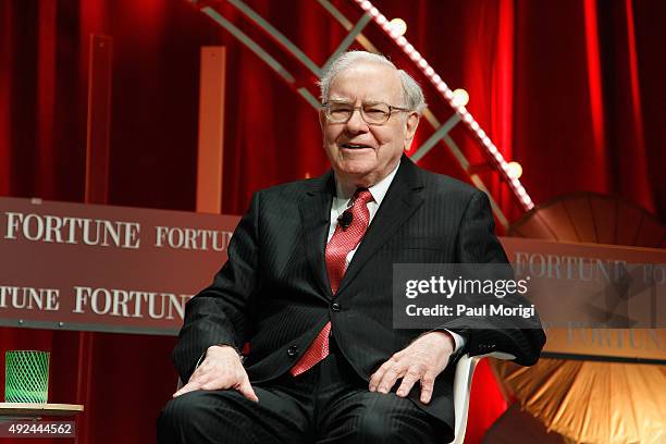 Warren Buffett speaks onstage during Fortune's Most Powerful Women Summit - Day 2 at the Mandarin Oriental Hotel on October 13, 2015 in Washington,...