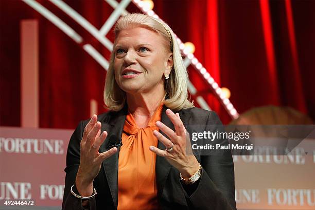 President and CEO of IBM Ginni Rometty speaks onstage during Fortune's Most Powerful Women Summit - Day 2 at the Mandarin Oriental Hotel on October...