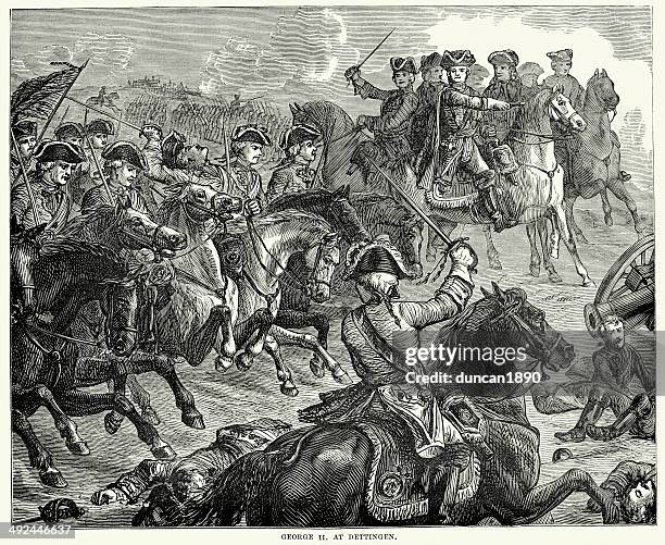 battle of dettingen - george ii of great britain stock illustrations