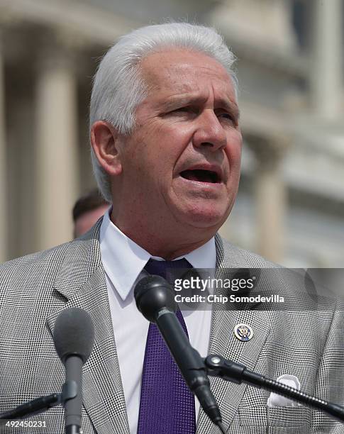 Rep. Jim Costa speaks during a news conference with a bipartisan group of House members outside the U.S. Capitol May 20, 2014 in Washington, DC. U.S....