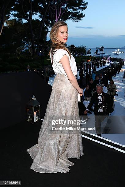 Actress Amber Heard attends the De Grisogono dinner party, in collaboration with Gyunel during Cannes film festival at Hotel du Cap-Eden-Roc on May...