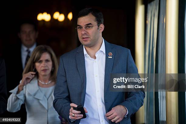 Rep. Justin Amash, R-Mich., leaves the House Republican Conference meeting at the Capitol Hill Club on Tuesday, May 20, 2014.