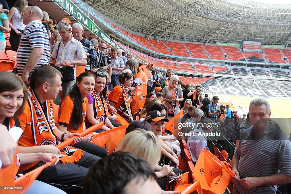 FC Shakhtar Donetsk club employees celebrate the championship