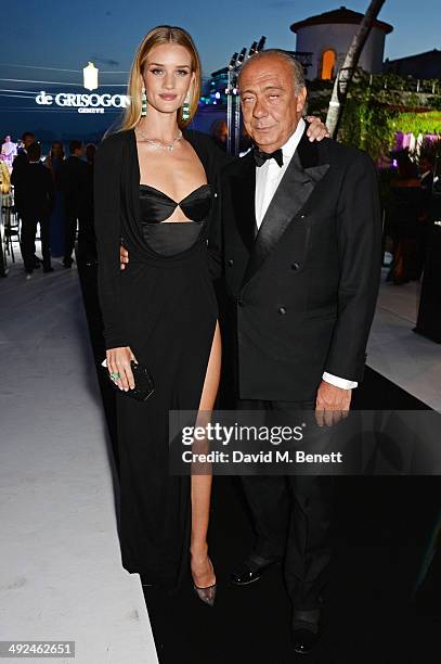 Rosie Huntington-Whiteley and Founder and President of de Grisogono Fawaz Gruosi attend the de Grisogono 'Fatale In Cannes' party during the 67th...