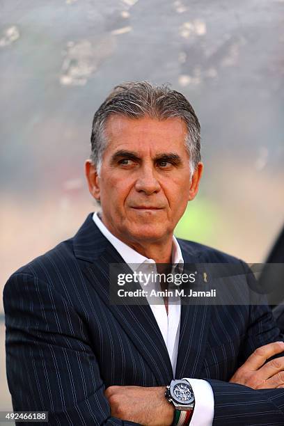 Carlos Queiroz looks on during the international friendly match between Iran and Japan at Azadi Stadium on October 13, 2015 in Tehran, Iran.