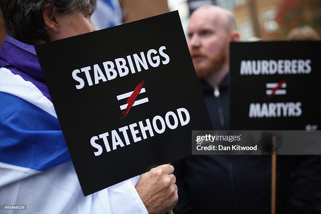 Israeli And Palestinian Groups Hold Counter Protest Outside The Palestinian Mission