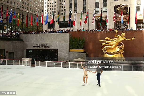 Olympic gold medalists and airweave ambassadors Meryl Davis and Charlie White formally open Rockefeller Center's iconic ice rink on October 13, 2015...