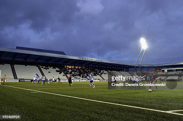 General view is pictured during the 2017 UEFA European U21 Championships Qualifier between U21 Faroe Islands and U21 Germany at Torsvollur on October...