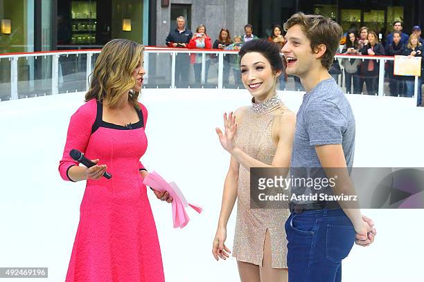 Show host Savannah Guthrie talks with Olympic gold medalists and airweave ambassadors Meryl Davis and Charlie White before they formally open...