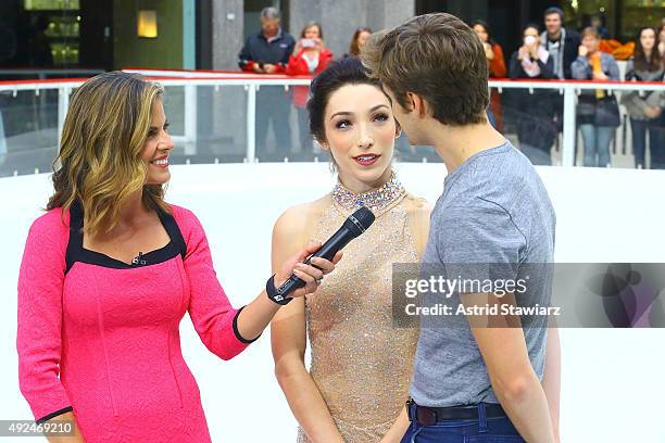 Show host Savannah Guthrie talks with Olympic gold medalists and airweave ambassadors Meryl Davis and Charlie White before they formally open...