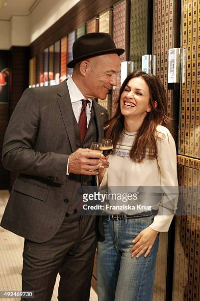Heiner Lauterbach and Viktoria Lauterbach during the opening of the smallest pop-up cafe in town by NESPRESSO on October 13, 2015 in Munich, Germany.
