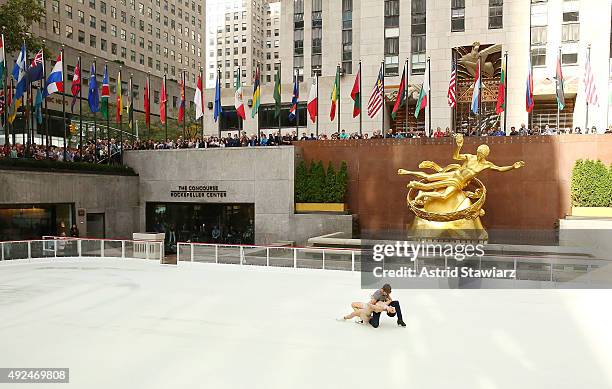 Olympic gold medalists and airweave ambassadors Charlie White and Meryl Davis formally open Rockefeller CenterÕs iconic ice rink on October 13, 2015...