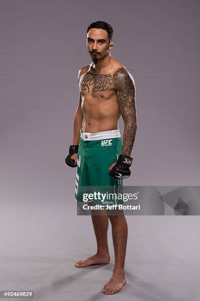 Team Velasquez fighter Jose Quinonez poses for a portrait on media day during filming of The Ultimate Fighter Latin America on May 15, 2014 in Las...