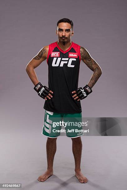 Team Velasquez fighter Jose Quinonez poses for a portrait on media day during filming of The Ultimate Fighter Latin America on May 15, 2014 in Las...