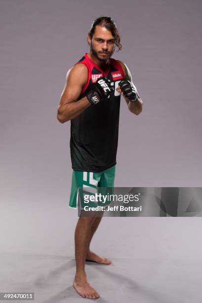 Team Velasquez fighter Marco Beltran poses for a portrait on media day during filming of The Ultimate Fighter Latin America on May 15, 2014 in Las...