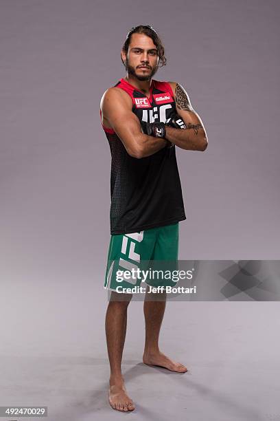 Team Velasquez fighter Marco Beltran poses for a portrait on media day during filming of The Ultimate Fighter Latin America on May 15, 2014 in Las...