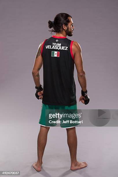 Team Velasquez fighter Marco Beltran poses for a portrait on media day during filming of The Ultimate Fighter Latin America on May 15, 2014 in Las...