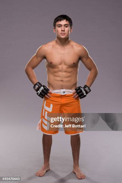 Team Werdum fighter Diego Rivas poses for a portrait on media day during filming of The Ultimate Fighter Latin America on May 15, 2014 in Las Vegas,...